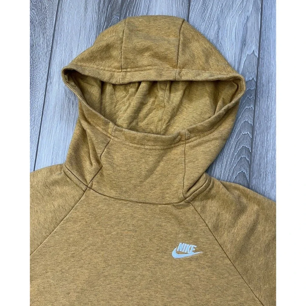 Nike Cowl Hoodie Women's Small Yellow Pullover Sweatshirt Swoosh Logo Athletic
